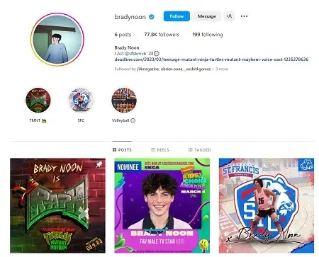 Brady Noon instagram