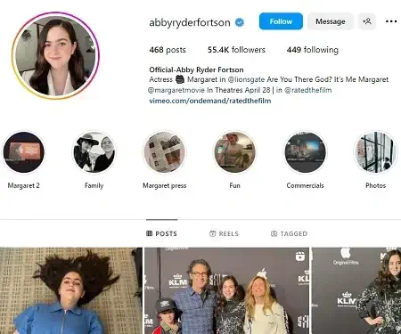 Abby Ryder Fortson Instagram