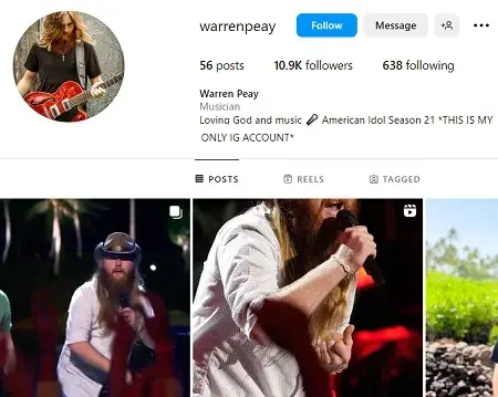 Warren Peay Instagram Account