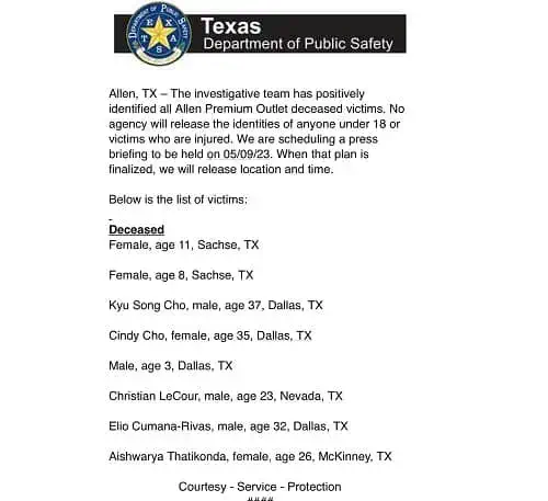 Allen Texas Mall Shooting Victim Full List