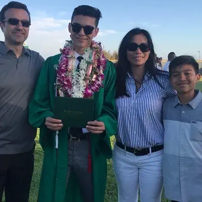 Anthony Keyvan with his parents and brother
