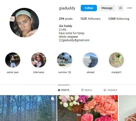 Gia Duddy Instagram