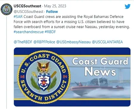US Coast Guard Tweet on Cameron Robbins