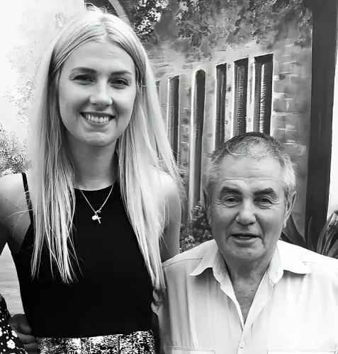 Olga Kharlan with her grandfather