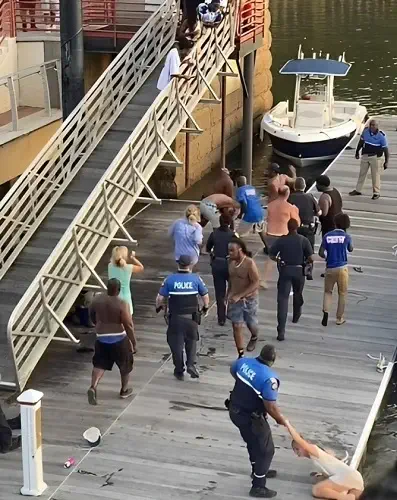Police at the scene of Alabama Boat Brawl