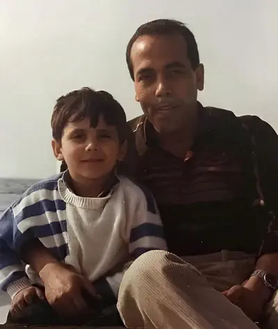 Childhood photo of Issam Abdallah with his father